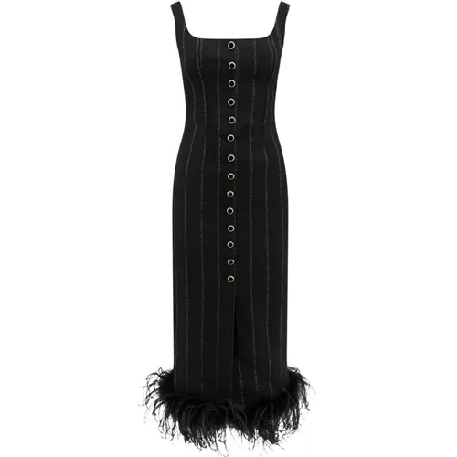 Schwarzes Kleid mit Straußenfedern - Alessandra Rich - Modalova