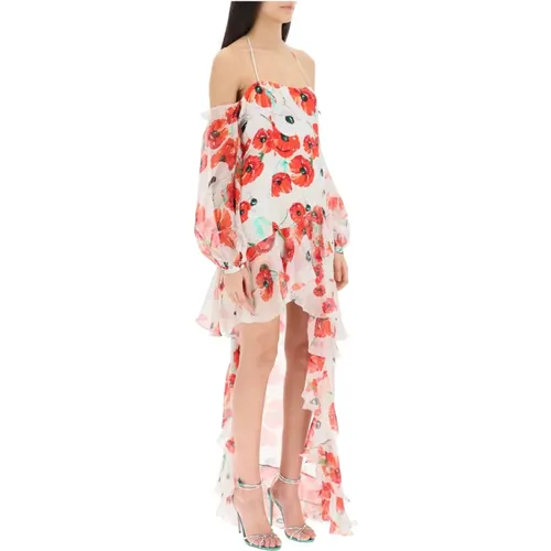 Luna Asymmetrisches Seidenkleid mit Blumenmuster und Rüschen,Party Dresses - Raquel Diniz - Modalova