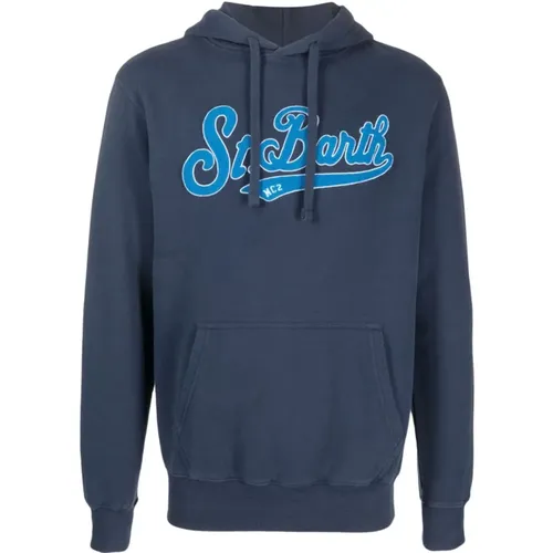 Logo-Patch Baumwollhoodie mit Fronttasche , Herren, Größe: L - MC2 Saint Barth - Modalova