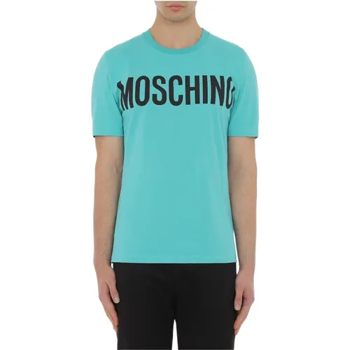 Turquoise T-shirts and Polos , male, Sizes: L, XL - Moschino - Modalova