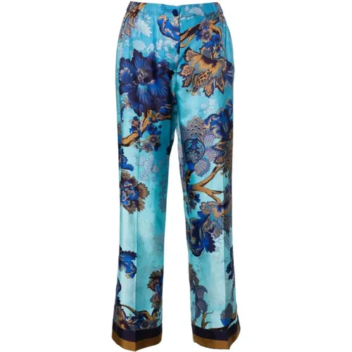 Silk Satin Floral Print Trousers , female, Sizes: S - F.r.s For Restless Sleepers - Modalova