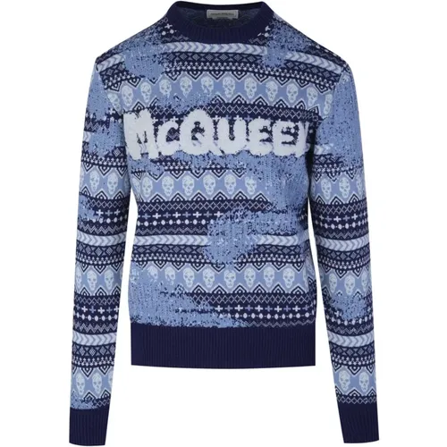 Men`s Wool Sweater - Round Neck, , Size L , male, Sizes: L - alexander mcqueen - Modalova