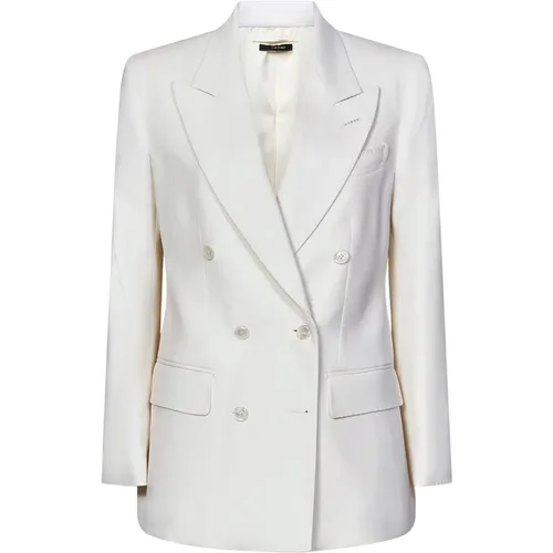Wool Silk Double-Breasted Jacket , female, Sizes: XS, S - Tom Ford - Modalova