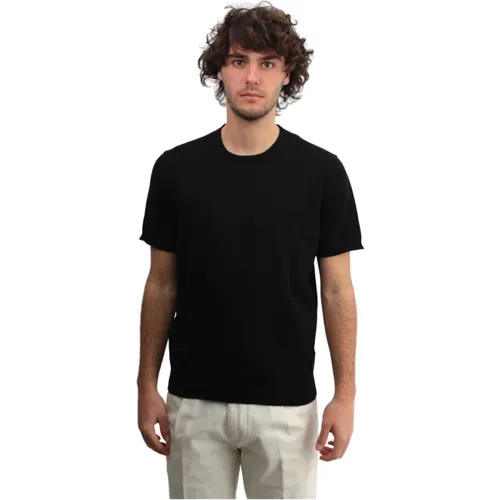 Schwarzes Rundhals-T-Shirt , Herren, Größe: L - Kangra - Modalova