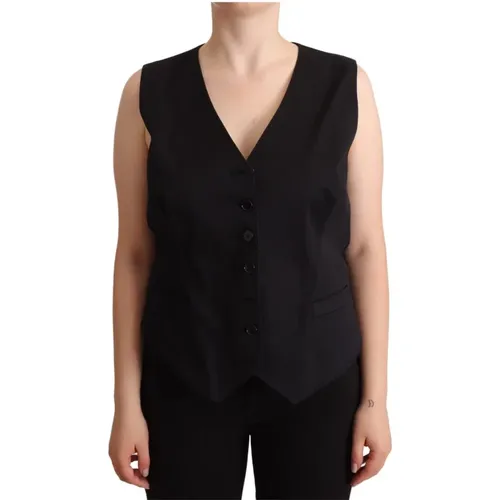 Luxury Sleeveless Vest with Button Detail , female, Sizes: 2XL - Dolce & Gabbana - Modalova