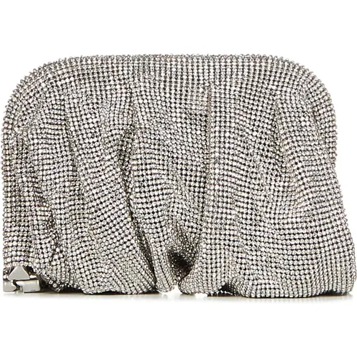 Silver Aluminum Mesh Crystal Rhinestone Bag , female, Sizes: ONE SIZE - Benedetta Bruzziches - Modalova