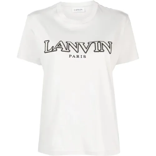 Besticktes Logo T-Shirt - Regular Fit , Damen, Größe: L - Lanvin - Modalova