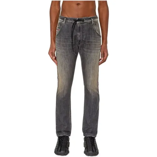 Tapered Stretch JoggJeans - Schwarzer Denim , Herren, Größe: W34 L32 - Diesel - Modalova