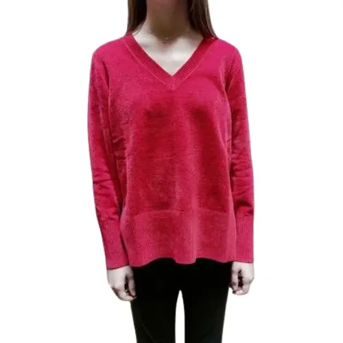 Roter V-Ausschnitt Chenille Pullover für Frauen , Damen, Größe: S - RRD - Modalova