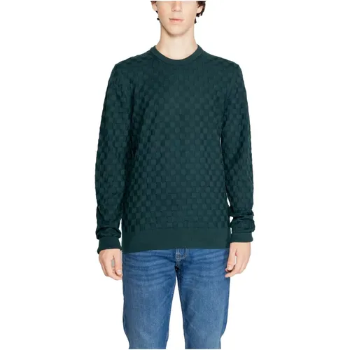 Grüner Strick Rundhals Pullover Herren , Herren, Größe: L - Calvin Klein - Modalova