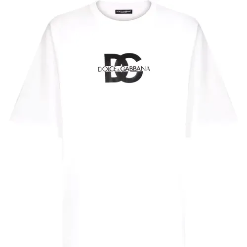 Logo Print Cotton T-shirts and Polos , male, Sizes: M, L - Dolce & Gabbana - Modalova