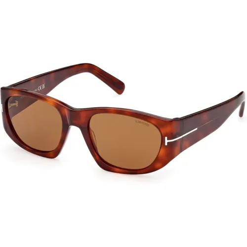 Quadratische Schmale Acetat Sonnenbrille , Damen, Größe: 53 MM - Tom Ford - Modalova