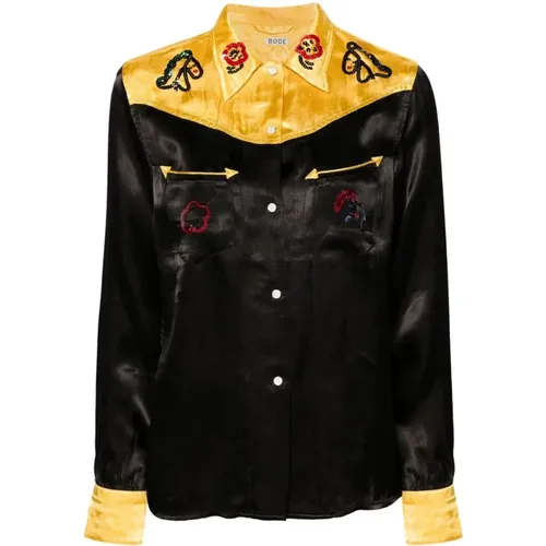 Gold Black Sequin Rodeo Shirt , female, Sizes: XL, 3XL - Bode - Modalova