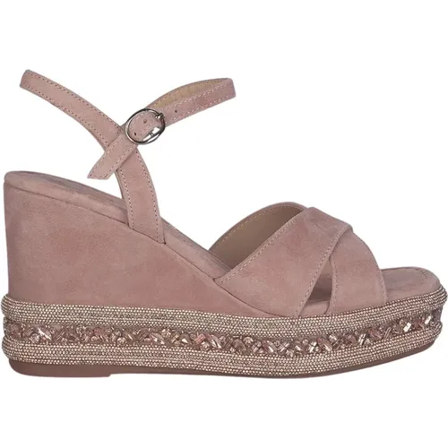 Rhinestone Wedge Sandal , female, Sizes: 7 UK, 4 UK, 6 UK, 3 UK, 5 UK - Alma en Pena - Modalova