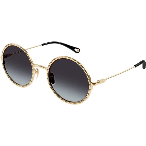 Gold/Grau Getönte Sonnenbrille,Sonnenbrille Ch0230S Farbe 002 - Chloé - Modalova