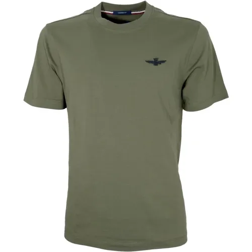 Grünes Baumwoll-Jersey T-Shirt Ts2065 - aeronautica militare - Modalova