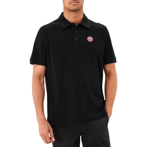 Schwarzes Baumwoll-Poloshirt , Herren, Größe: M - Canada Goose - Modalova