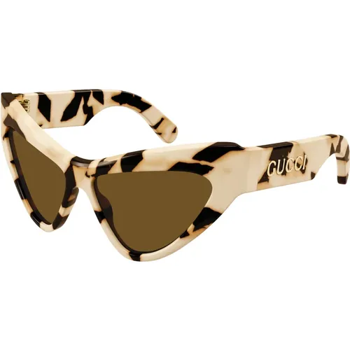 Ivory Havana Sonnenbrille , Damen, Größe: 57 MM - Gucci - Modalova