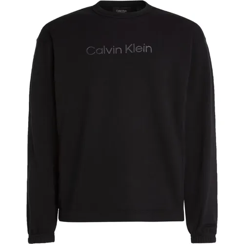 Schwarzer Baumwollpullover für Herren , Herren, Größe: M - Calvin Klein - Modalova