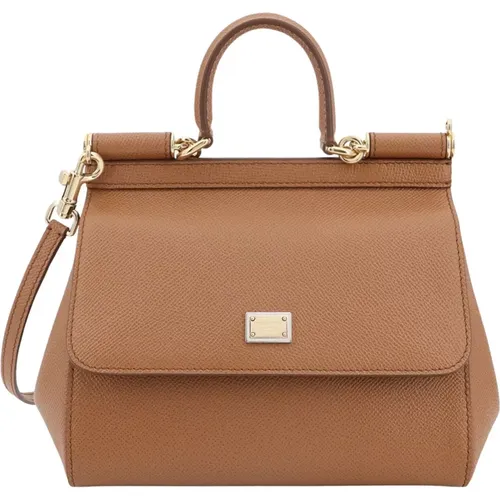 Leather Handbag with Flap Closure , female, Sizes: ONE SIZE - Dolce & Gabbana - Modalova