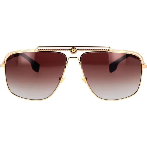 Rechteckige Sonnenbrille Ve2242 100289 , unisex, Größe: 61 MM - Versace - Modalova