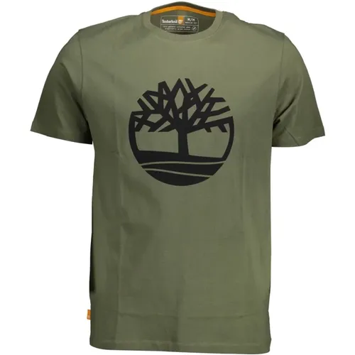Grünes Baumwoll T-Shirt , Herren, Größe: S - Timberland - Modalova