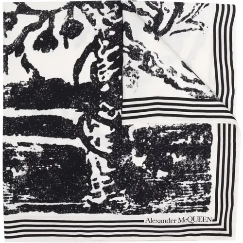 Weißer Schal mit Skelettprint - alexander mcqueen - Modalova