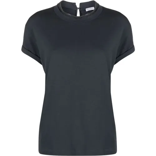 Dunkelgraue T-Shirts & Polos für Frauen - BRUNELLO CUCINELLI - Modalova