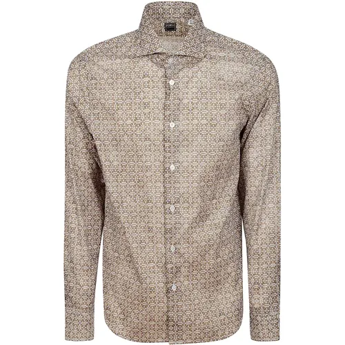 Long-Sleeved Cotton Shirt with Collar , male, Sizes: XL, L, 2XL, M, 3XL - Fedeli - Modalova