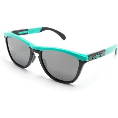 Wraparound Black/Blue Sunglasses with Grey Lenses , unisex, Sizes: ONE SIZE - Oakley - Modalova