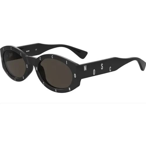 Schwarze/Dunkelgraue Sonnenbrille , Damen, Größe: 55 MM - Moschino - Modalova