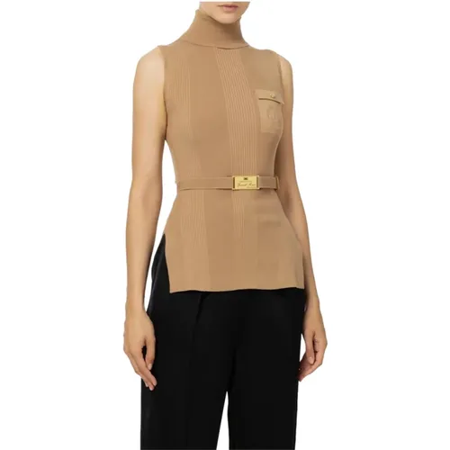 Brauner Pullover Chic und vielseitig - Elisabetta Franchi - Modalova