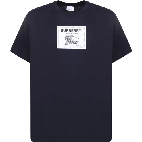 Blaues Logo Patch T-Shirt Burberry - Burberry - Modalova