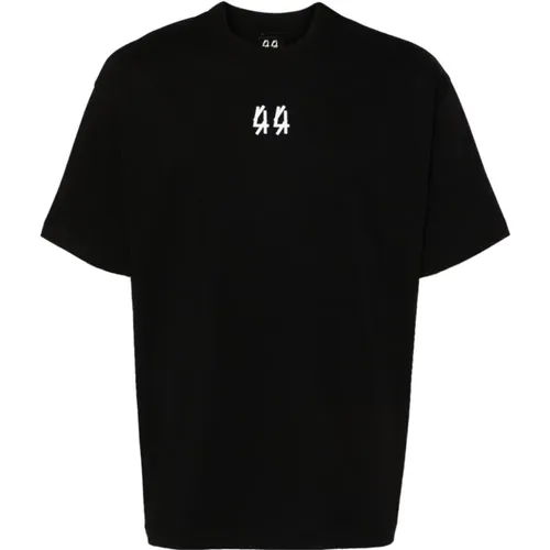 Schwarzes T-Shirt mit Logo-Print und Rundhalsausschnitt , Herren, Größe: M - 44 Label Group - Modalova