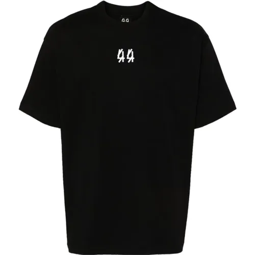 Schwarzes T-Shirt mit Logo-Print und Rundhalsausschnitt , Herren, Größe: XL - 44 Label Group - Modalova