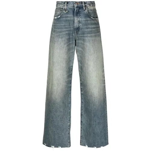 Verwaschene Indigo Blaue Jeans mit Weitem Bein - R13 - Modalova