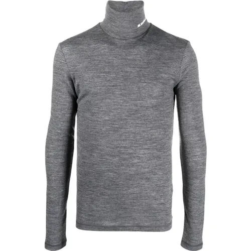 Grauer Rollkragenpullover mit Logo-Print , Herren, Größe: M - Jil Sander - Modalova