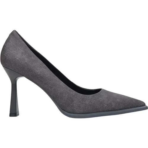 Damen Dunkelgraue Denim Pumps mit Stabilem Absatz , Damen, Größe: 36 EU - Estro - Modalova