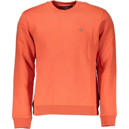 Roter Sweatshirt mit Besticktem Logo , Herren, Größe: XL - Napapijri - Modalova