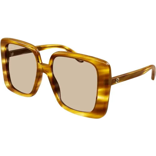 Sonnenbrille in Havana , Damen, Größe: 55 MM - Gucci - Modalova