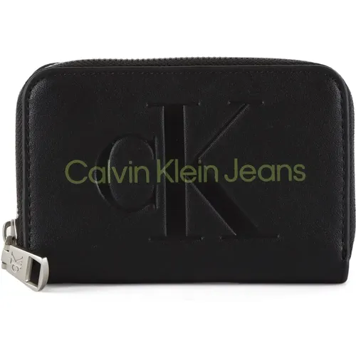 Eco-leather Zip Wallet Logo Print , female, Sizes: ONE SIZE - Calvin Klein Jeans - Modalova