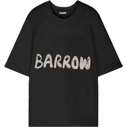 Schwarzes Unisex Logo Print Baumwoll T-shirt , Herren, Größe: L - BARROW - Modalova