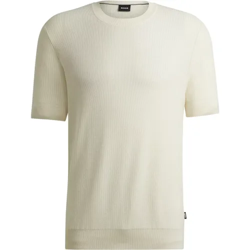 Structured Knit Short Sleeve Top , male, Sizes: M - Hugo Boss - Modalova