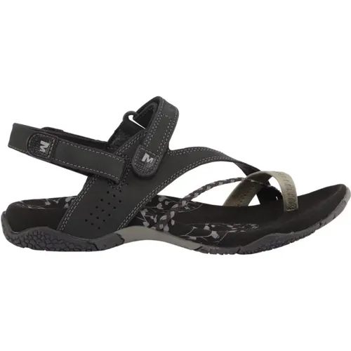 Schwarze Sandale mit Riemen und Klettverschluss , Damen, Größe: 41 EU - Merrell - Modalova