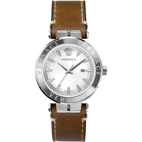 Aion Leather Strap Watch , male, Sizes: ONE SIZE - Versace - Modalova