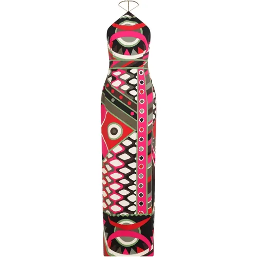 Multicolour Halter-neck Dress , female, Sizes: XS - EMILIO PUCCI - Modalova
