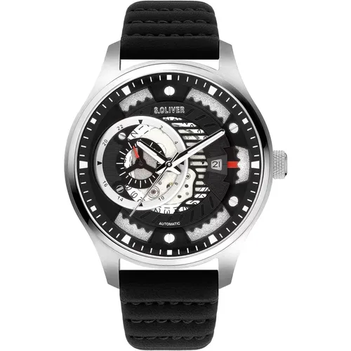 Automatik Schwarz Silber Uhr So-3941-La - s.Oliver - Modalova
