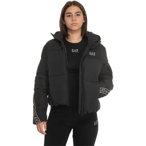 Quilted Hooded Jacket with Logo , female, Sizes: XL - Emporio Armani EA7 - Modalova