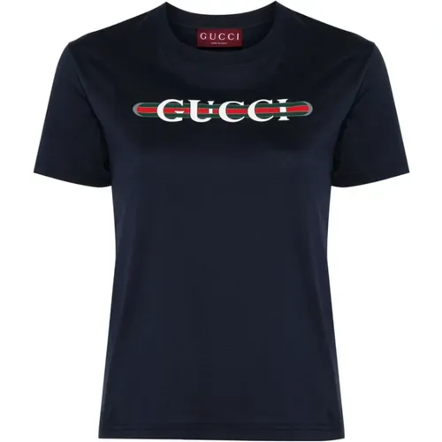 Logo Print Crew Neck T-shirt , female, Sizes: XS - Gucci - Modalova