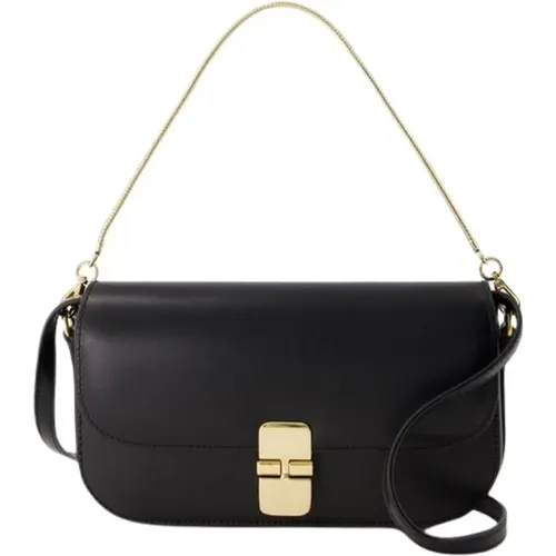 Schwarze Leder Chaine Clutch Schultertasche , Damen, Größe: ONE Size - A.P.C. - Modalova